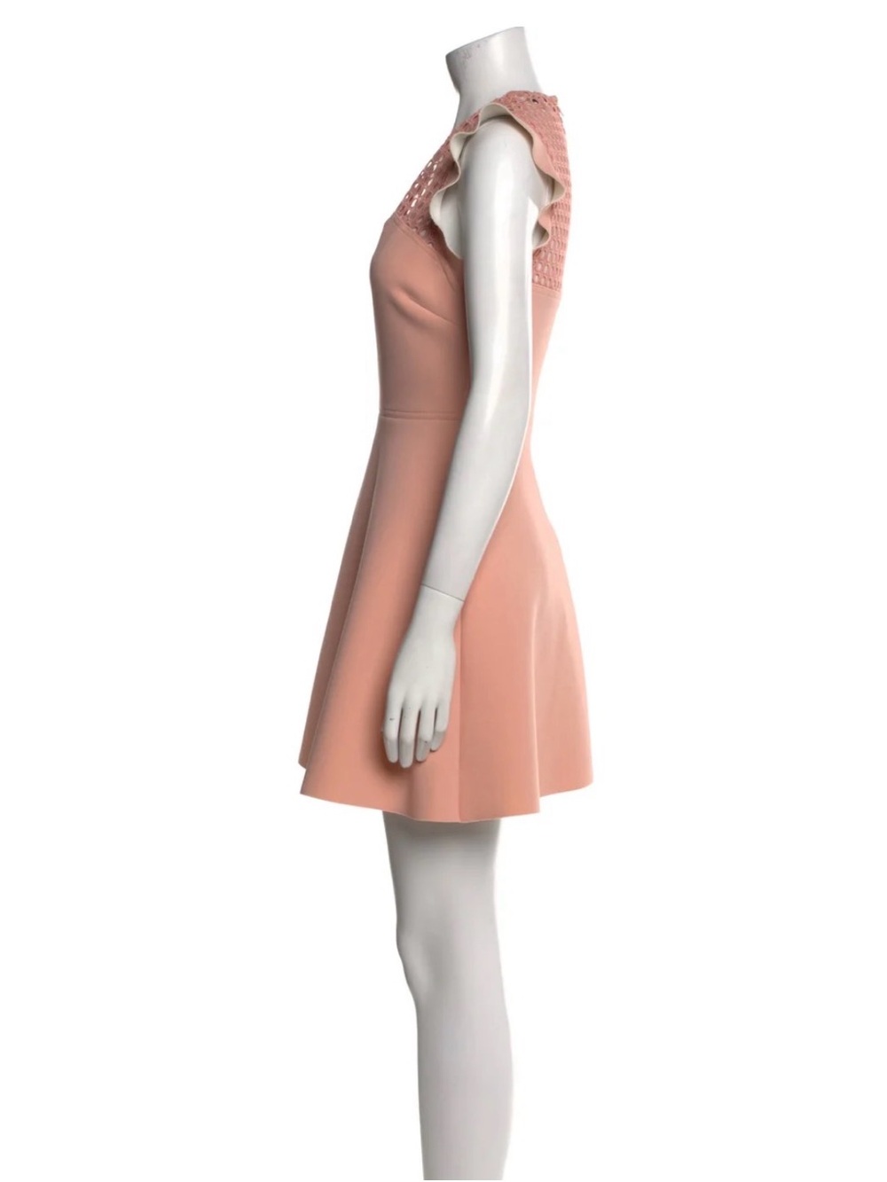 Sandro Peach Eyelet Mesh Fit & Flare Dress - Picture 3 of 5